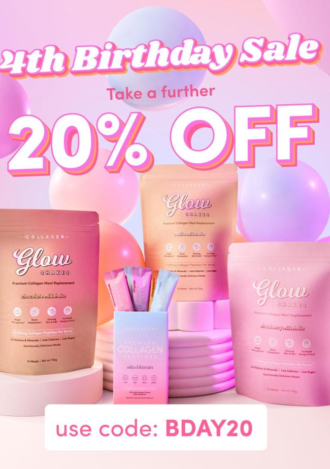 You can get 20 percent off sitewide during Collagen Co's 4th Anniversary Sale. 