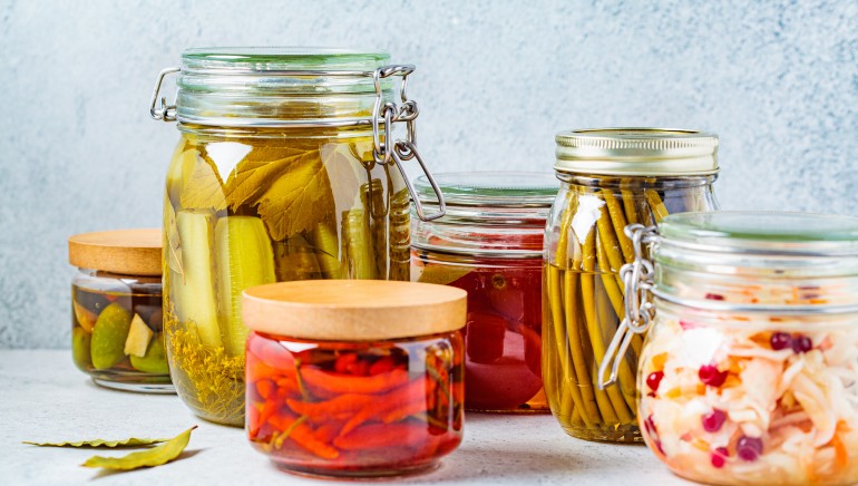 Fermented foods in jars