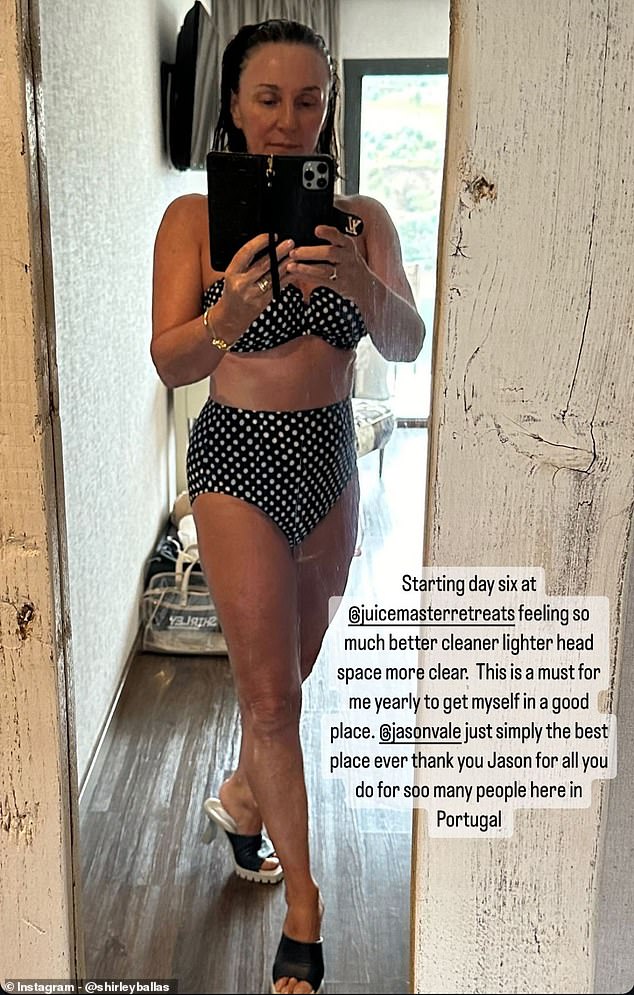 Shirley is also an advocate of the Juice Only diet and attends annual Juice Retreats to help her get fit as she shows off the results in a polka dot bikini.